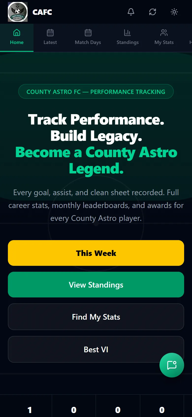 County Astro FC portal on a phone